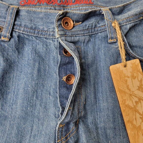The West Is Dead Selvedge Men's Button Fly Straight Leg Blue Denim Jeans Size 38 - Picture 9 of 13